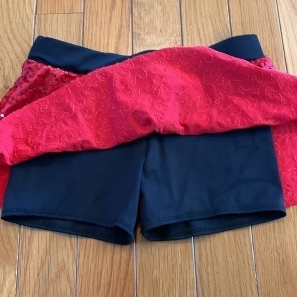 Balera Red Sequin Dance Skirt Skort Child Small